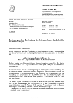 Beantragung Sondersitzung - CDU Landtagsfraktion NRW