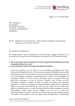 PDF: Anfrage-Beantwortung im Wortlaut - Land Vorarlberg