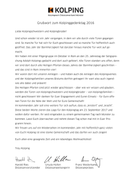 Gru&szlig;wort zum Kolpinggedenktag