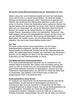 Infoseite Spekulatius im Test