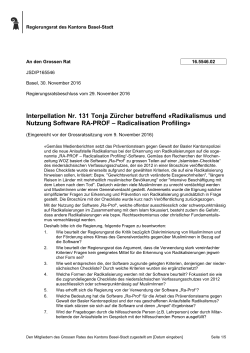 Interpellation Nr. 131 Tonja Z&uuml;rcher betreffend &laquo;Radikalismus und