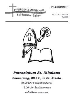 PFARRBRIEF Patrozinium St. Nikolaus