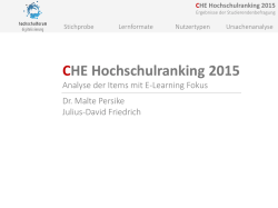 CHE Hochschulranking 2015 - Virtuelle Hochschule Bayern