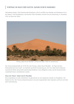 Vortrag im Haus der Natur: Safari durch Marokko