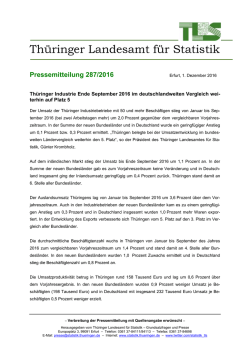 Thüringer Industrie Ende September 2016 im deutschlandweiten