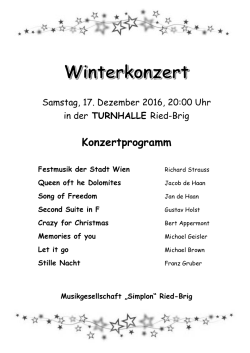 Einladung zum Winterkonzert der Musikgesellschaft - Ried-Brig