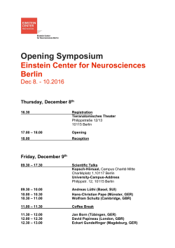 Opening Symposium - Einstein Center for Neurosciences Berlin