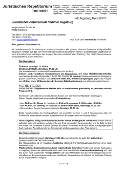 Informationen Hauptkurs 2017 I - Juristisches Repetitorium Hemmer