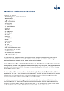 Hirschr&uuml;cken mit Birnenmus und Pastinaken