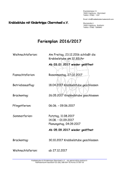 Ferienplan 2016/2017 - Krabbelstube mit Kinderkrippe