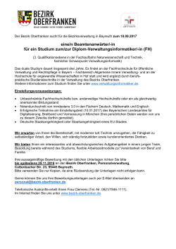 in für ein Studium zum/zur Diplom-Verwaltungsinformatiker/