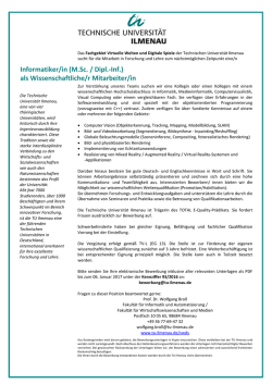 Informatiker/in als Wissenschaftliche/r Mitarbeiter/in