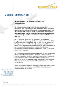 Unvergessliche Silvester-Party im Europa-Park - Presse | Europa-Park