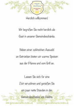 Herzlich willkommen! - Gemeindesch&auml;nke Heldra