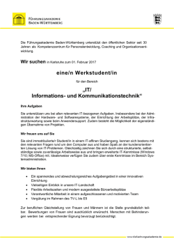eine/n Werkstudent/in - F&uuml;hrungsakademie Baden