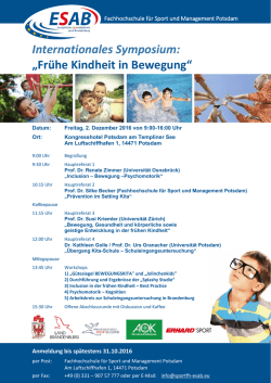 Internationales Symposium: &bdquo;Fr&uuml;he Kindheit in Bewegung&ldquo;