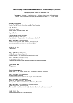 Jahrestagung der Berliner Gesellschaft f&uuml;r Parodontologie (BGParo)