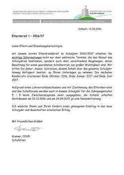 Elternrundbrief 1 SJ 16/17 - Franken