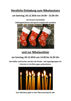 Herzliche Einladung zum Nikolaustanz und zur Nikolausfeier