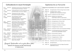 Gottesdienste im neuen Kirchenjahr Epiphanias bis zur Karwoche
