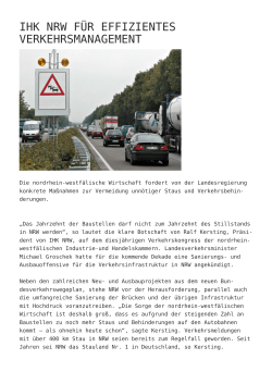 IHK NRW für effizientes Verkehrsmanagement