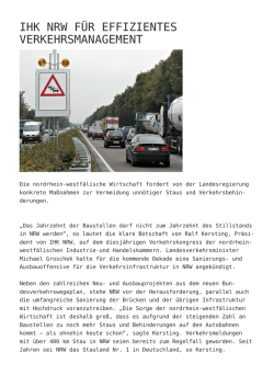 IHK NRW f&uuml;r effizientes Verkehrsmanagement