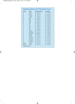 Redaktionsschlüsse 2017 Pfarreiblatt Sursee