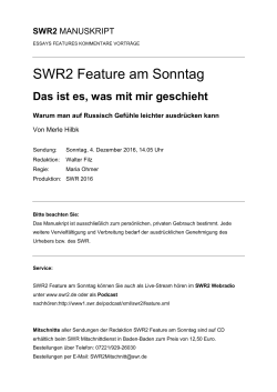 SWR2 Feature am Sonntag