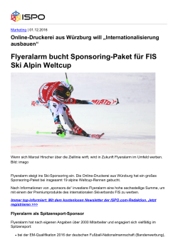 Flyeralarm bucht Sponsoring-Paket für FIS Ski Alpin Weltcup