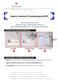 Heparin-induzierte Thrombozytopenie (HIT) - milenia
