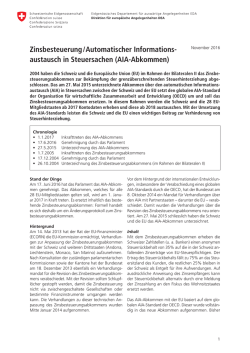 Zinsbesteuerung/AIA: Informationsblatt - EDA