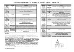 Messdienerplan vom 04. Dezember 2016 bis zum 10. Januar 2017