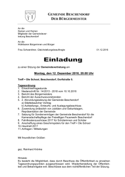 Sitzung der Gemeindevertretung Beschendorf am 12.12