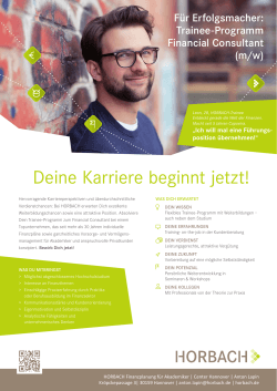 Trainee-Programm Financial Consultant (m/w), Horbach, Hannover
