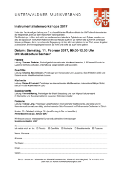 Instrumentalistenworkshops 2017 Datum: Samstag - musik