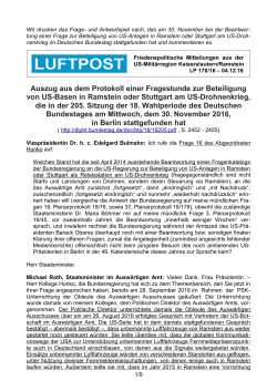 Auszug aus dem Protokoll einer Fragestunde zur