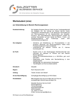 Werkstudent (m/w) - TU Braunschweig CareerService
