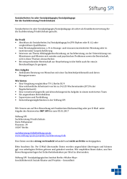 170105 Stellenangebot Suchtberatung Friedrichshain