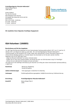 IGA-Volunteer (106805) - FreiwilligenAgentur Marzahn