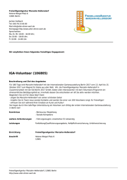 IGA-Volunteer (106805) - FreiwilligenAgentur Marzahn