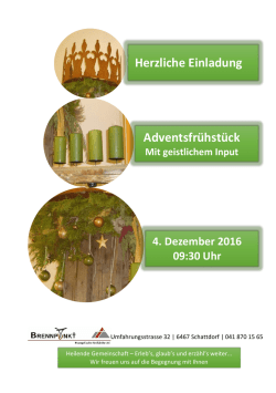 Herzliche Einladung Adventsfr&uuml;hst&uuml;ck - Chrischona
