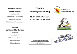 Termine Neulingsausbildung 28.01. und 29.01.2017 03.02. bis