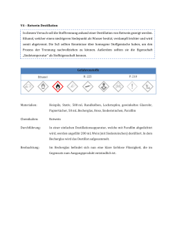 V4 – Rotwein Destillation Gefahrenstoffe Materialien: Heizpilz, Stativ