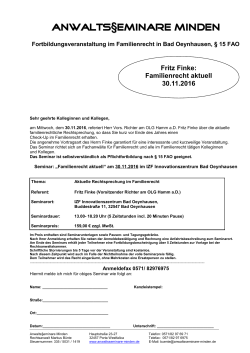 Jetzt anmelden (Anmeldefax) - Anwaltsseminare Minden