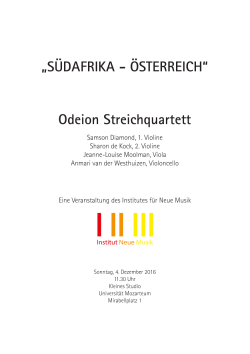 „SÜDAFRIKA - ÖSTERREICH“ Odeion Streichquartett
