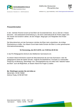 Presseinformation - Städtisches Gymnasium Wermelskirchen