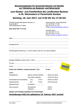 Bewerbungsbogen Gewerbe Klosterfest 2017 - Christlich