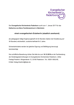 eine/n evangelische/n Erzieher/in (staatlich anerkannt)