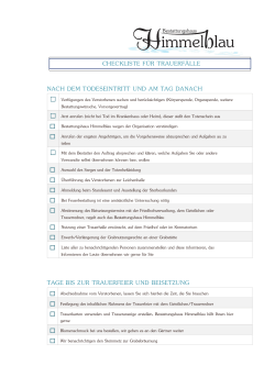 checkliste für trauerfälle nach dem todeseintritt und am tag danach