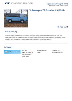 Volkswagen T3 Pritsche 1.9 (1984) 8.750 EUR